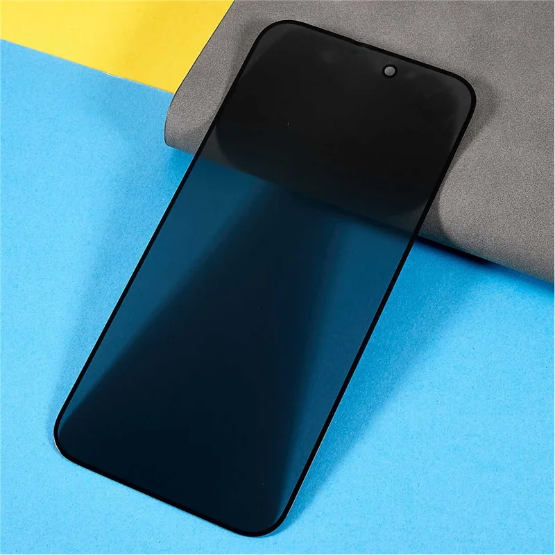 For iPhone 15 Pro Full Coverage Side Glue Tempered Glass Film Silk Printing Anti-Spy Screen Protector - 4