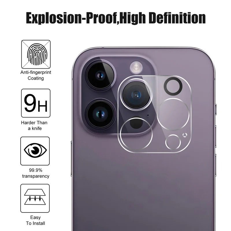 HD Clear Camera Lens Protector for iPhone 15 Pro / 15 Pro Max , Anti-explosion Tempered Glass Phone Rear Lens Film - 3