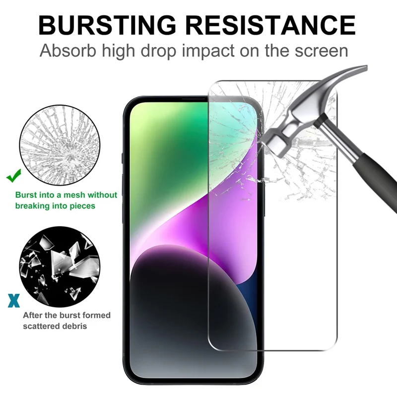 2Pcs Phone Screen Protector for iPhone 15 Pro Max , Anti-explosion 2.5D Arc Edge Tempered Glass Film - 3