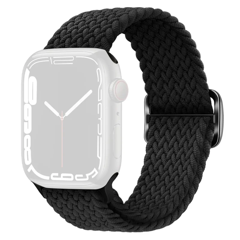 KALEBOL Watch Band For Apple Watch Series 11 10 42mm / 9 8 7 41mm / SE3 SE2 SE 6 5 4 40mm / 3 2 1 38mm Nylon Strap - Black - 1