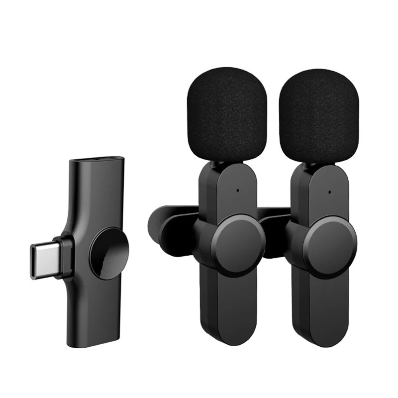 2Pcs Wireless Lavalier Microphone Live Streaming Lapel Clip Mic with Type-C Receiver - 1