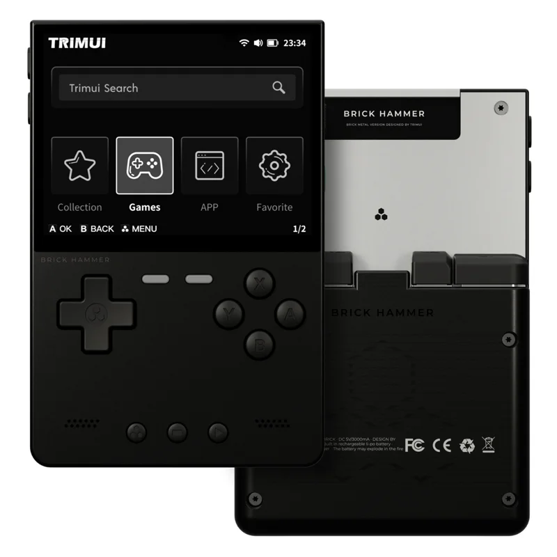 TRIMUI BRICK Hammer Handheld Video Game Console 3.2 Inch IPS Screen Retro Arcade Gamepad, without TF Card - Black - 1